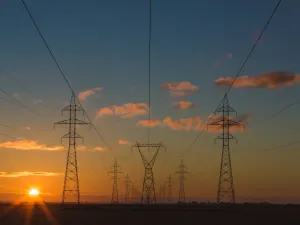 Electricity pylons in the evening light